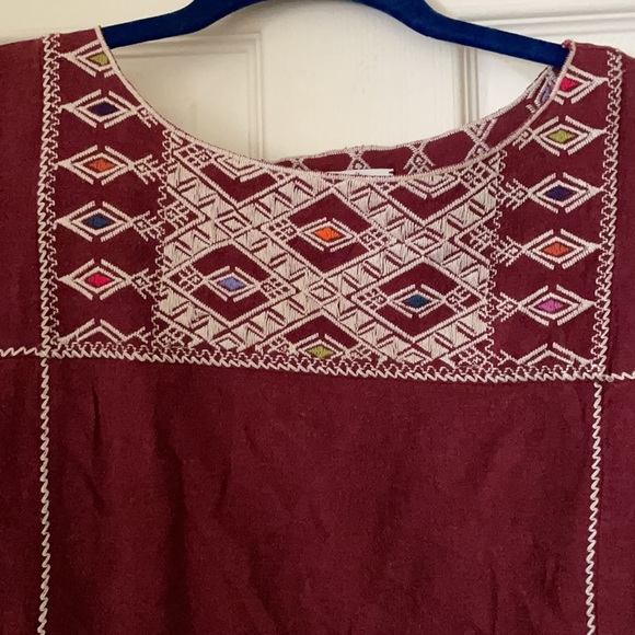 Madewell Embroidered Burgundy Linen Top - Picture 6 of 8